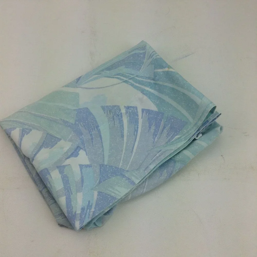 Vintage JP Stevens Company 80's Twin Sheet Set Blue Geometric Leaves
